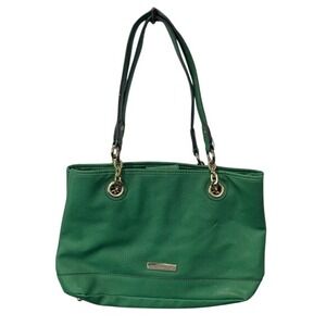 Liz Claiborne‎ Green Satchel Shoulder Bag Purse Gold Chain Accents